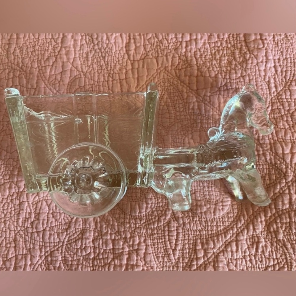 1950’s Jeanette glass Horse & Cart originally was a candy dish. Perfect